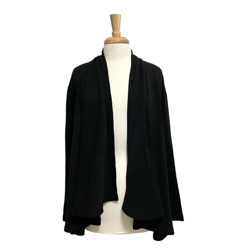 BRYN WALKER 100% Wool Open-Front Knit Cardigan Sweater Classic Black size Small